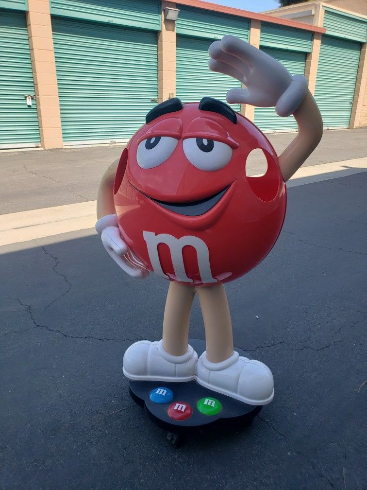 41" M&M Red Store Candy Display Character on Wheels Collectible
