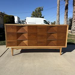 Mid- Century Modern Walnut Wood Sculpted Dresser