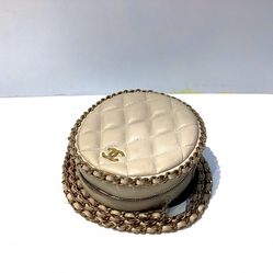 Chanel Quilted Round Clutch Bag