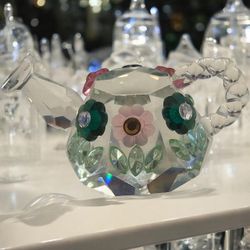 Crystal Glass Watering Can Figurine