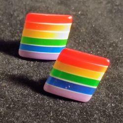Rainbow Resin Earrings 