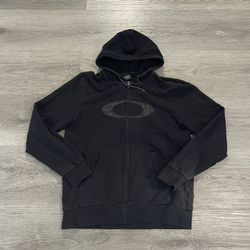 2000s Oakley men's black graphic zip up hoodie