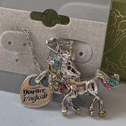 Rainbow 🌈 Unicorn Necklace W/heart Note $8