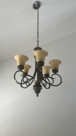 Vintage 5-Light Wrought Iron Chandelier - 1970’s Style