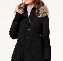 BCBGENERATION Faux Fur Hooded Anorak Coat