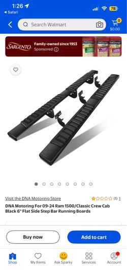 DNA Motoring For 09-24 Ram 1500/Classic Crew Cab Black 6" Flat Side Step Bar Running Boards