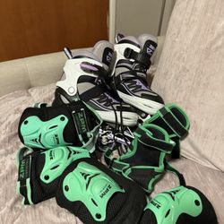 Girl Roller Blades (size 2) with padding 