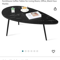 Modern Oval Small Coffee Table, Mid Century Wood Coffee Table with Metal Legs, Unique Retro Center Table, Rustic Farmhouse Coffee Tables for Living Ro