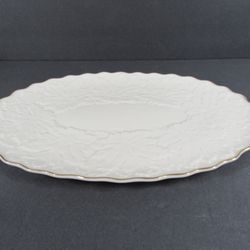 Lenox Maple Leaf Embossed Serving Platter Ivory & Gold Trim USA
