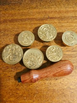 7 Piece Brass Stamp Set Celestial Moon & Stars Cats Potion Bottle WITCHY Designs all $15