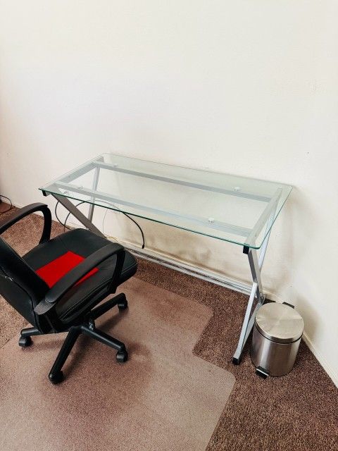 Glass top aluminum desk