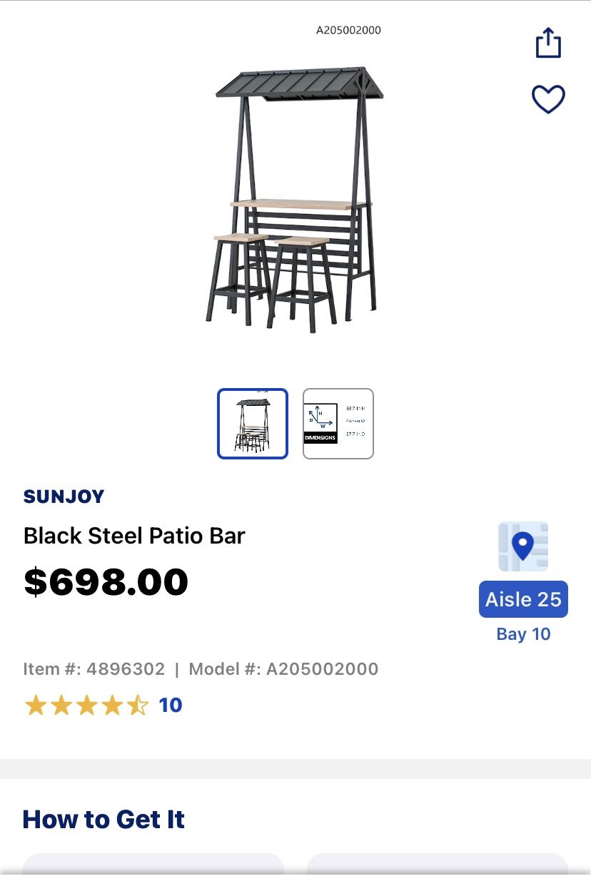 SUNJOY Black Steel Patio Bar for Sale in Upland, CA OfferUp