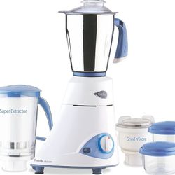 Preethi Blue Leaf Platinum 3-Jar Mixer Grinder, 550-Watt, Stainless Steel