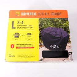 NEW Char-Broil Universal Large 3-4 Burner Grill Cover 62 x 42" Black Fits Most