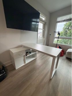 White L-Shaped Corner Desk with Storage