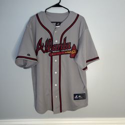 Atlanta Braves Baseball Jersey Mens XL Gray Majestic Justin Upton