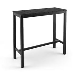 38 in. W Black Outdoor Bar Table HDPS Material Rectangular Outdoor High Top Table with Metal Frame