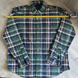 Polo Ralph Lauren Classic Fit Plaid Oxford Shirt Celtic Green/Sun Multi LG
