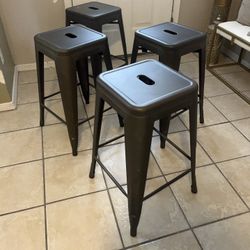 4 metal bar stools, 24” Tall 