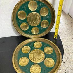 Juego Platos Pared Brass Antiguos J