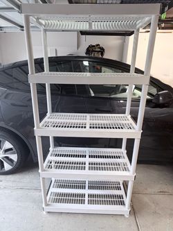 5-Tier White Plastic Storage Shelving Unit