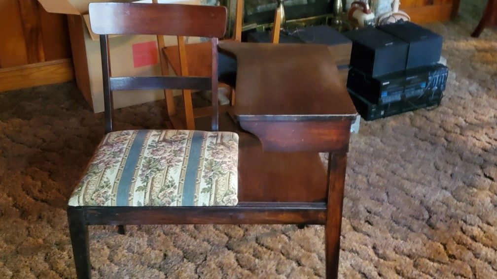 Mid Century telephone table solid wood