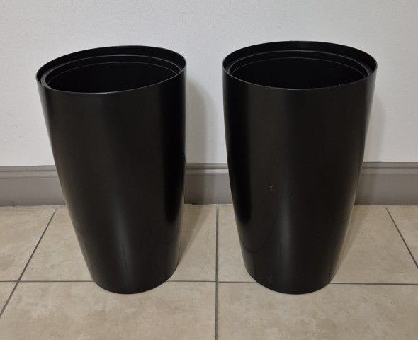 PAIR of 22" Black Resin Planters @ Lasting Creations