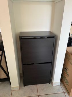 Dk wood Shoe Cabinet with Two Flip Doors