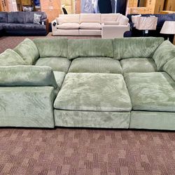 Giant Green Cloud Modular Pit Couch Sectional