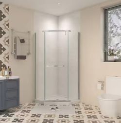 36 in. W x 72 in. H Pivot Frameless Shower Door in Polished Chrome