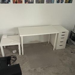 IKEA Lagkapten tabletop with 4 Adils legs and ALEX Drawer