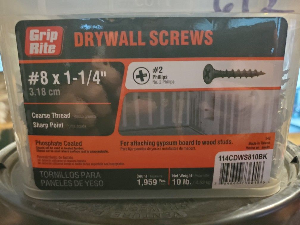 Grip Rite #8 1 1/4 Course Thread Drywall Screws