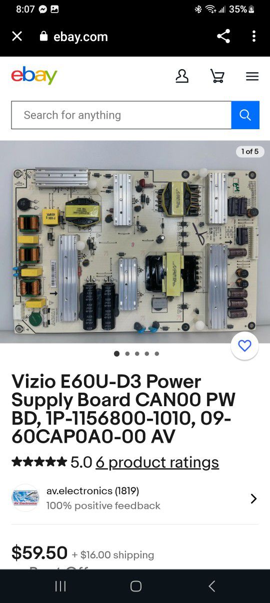 Power supply for vizio flat screen sixty five inch