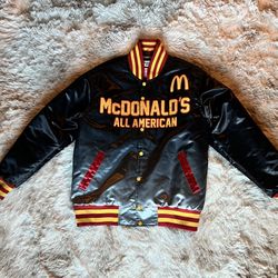 Black and red embroidered leather bomber jacket jacket