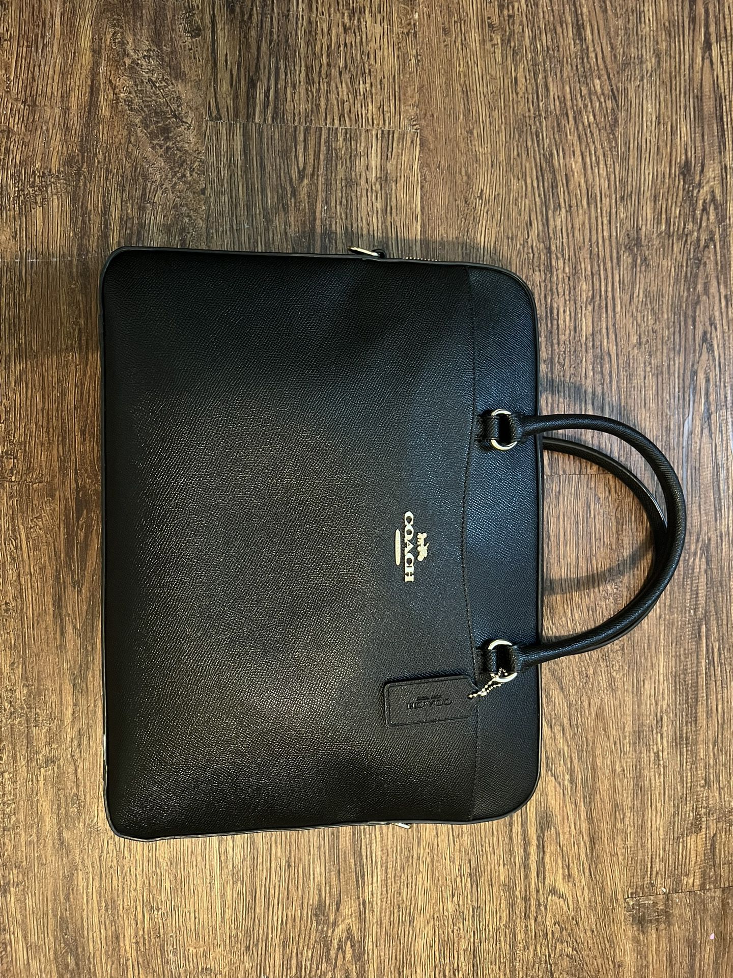 Coach Leather Laptop Bag (Black)