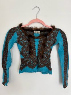 Vintage Knitted Fur Lined Long Sleeve Top
