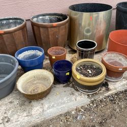 Large and small plant pots