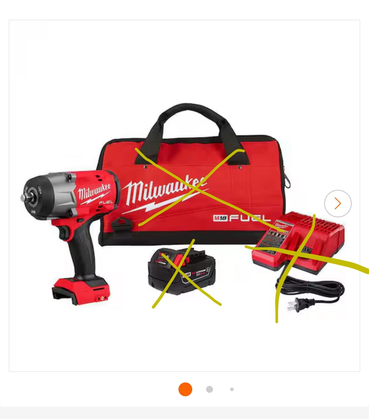 Model # 2967-21B   M18 FUEL 18V Lithium-Ion Brushless Cordless 1/2 in. Impact Wrench w/Friction Ring Kit w/One 5.0 Ah Battery and Bag