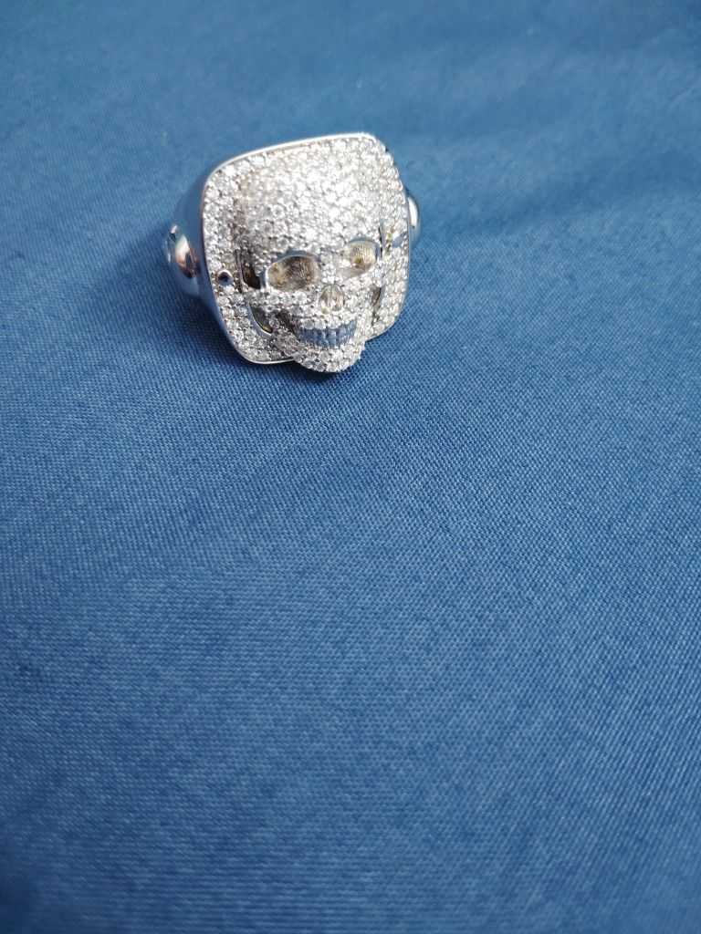 Solid 925 Sterling Silver Skull Ring Size 9