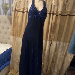 Betsy&Adam Sequin Shiny Blue Party Dress