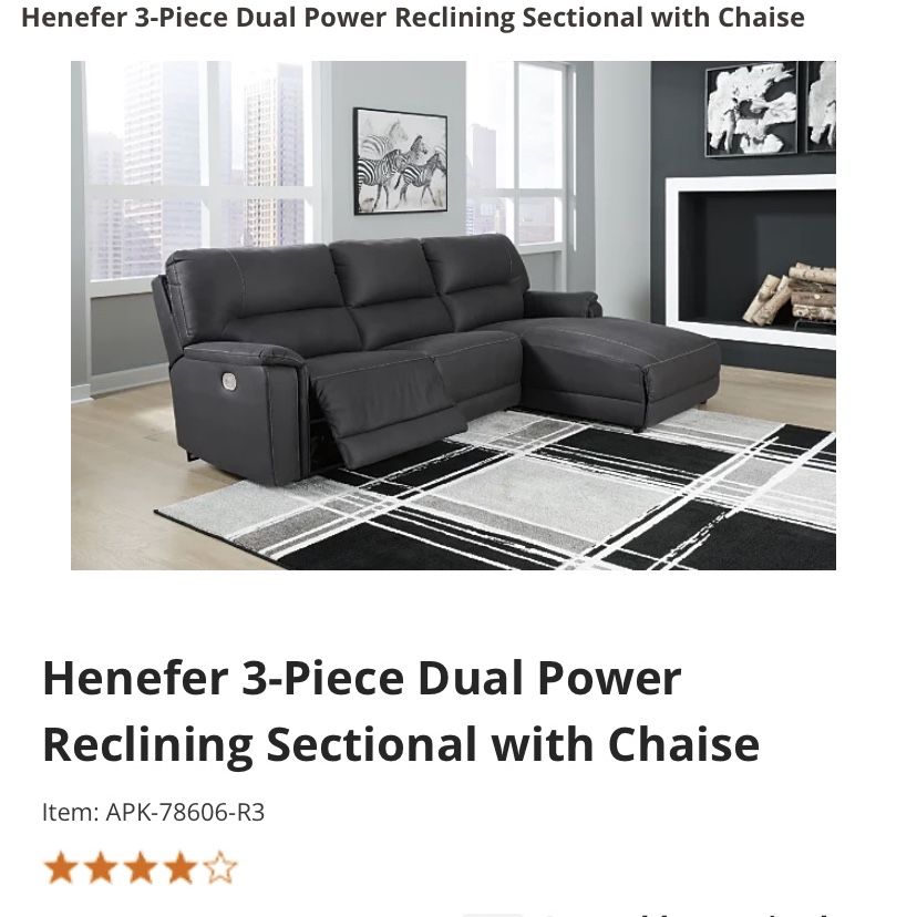Henefer Electric Sectional Recliner Sofa Ashley Furniture for Sale
