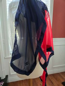 Vintage Navy and Red Silk Scarf