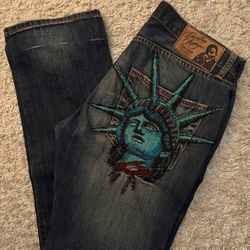 Vintage Y2K Statue Of Liberty Denim Pants Size 30