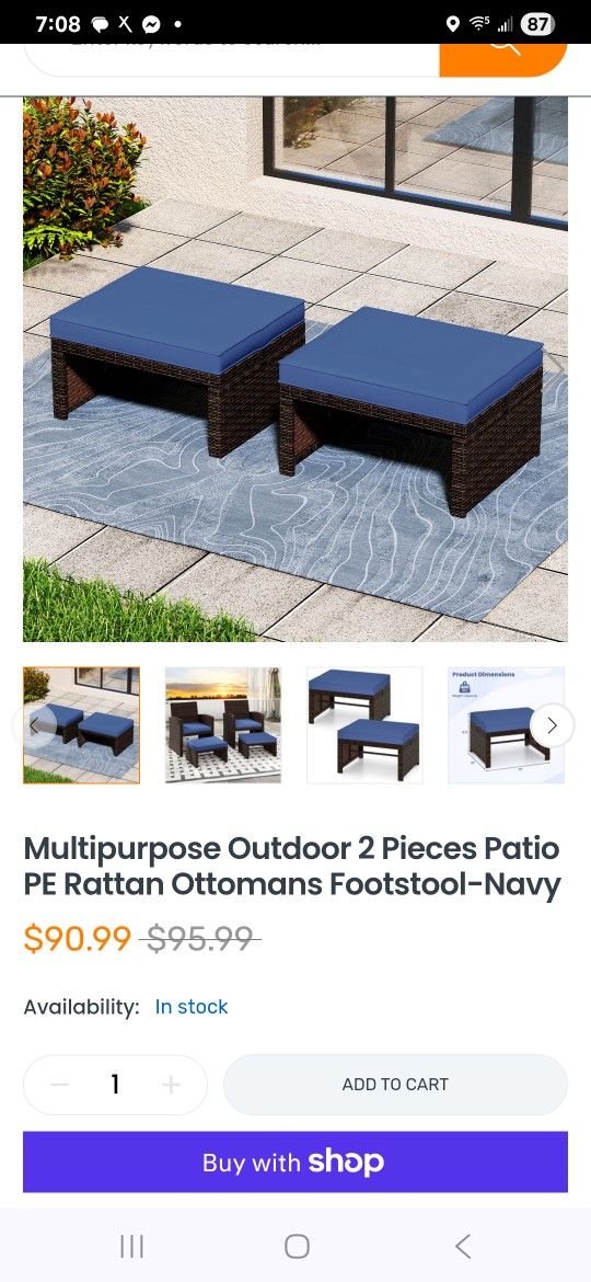 Outdoor 2 piece ottoman foot stool