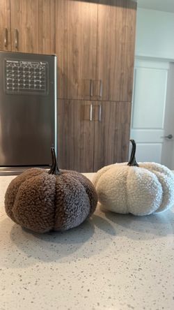 Faux Sherpa Pumpkin Decorations Set of 2