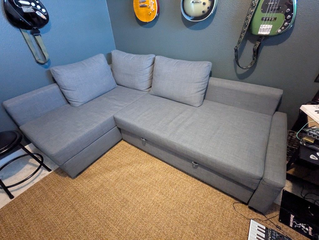 FRIHETEN IKEA Sleeper Sectional Sofa, 3 seat w/Storage, Gray color - Excellent condition