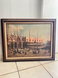 Vintage Framed Art Print St. Mark's Square Venice San Marco Square by Antonio Canaletto Framed