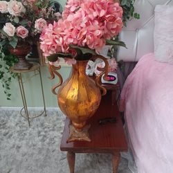 Beautiful, Elegant, Gold Vase With Flowers
