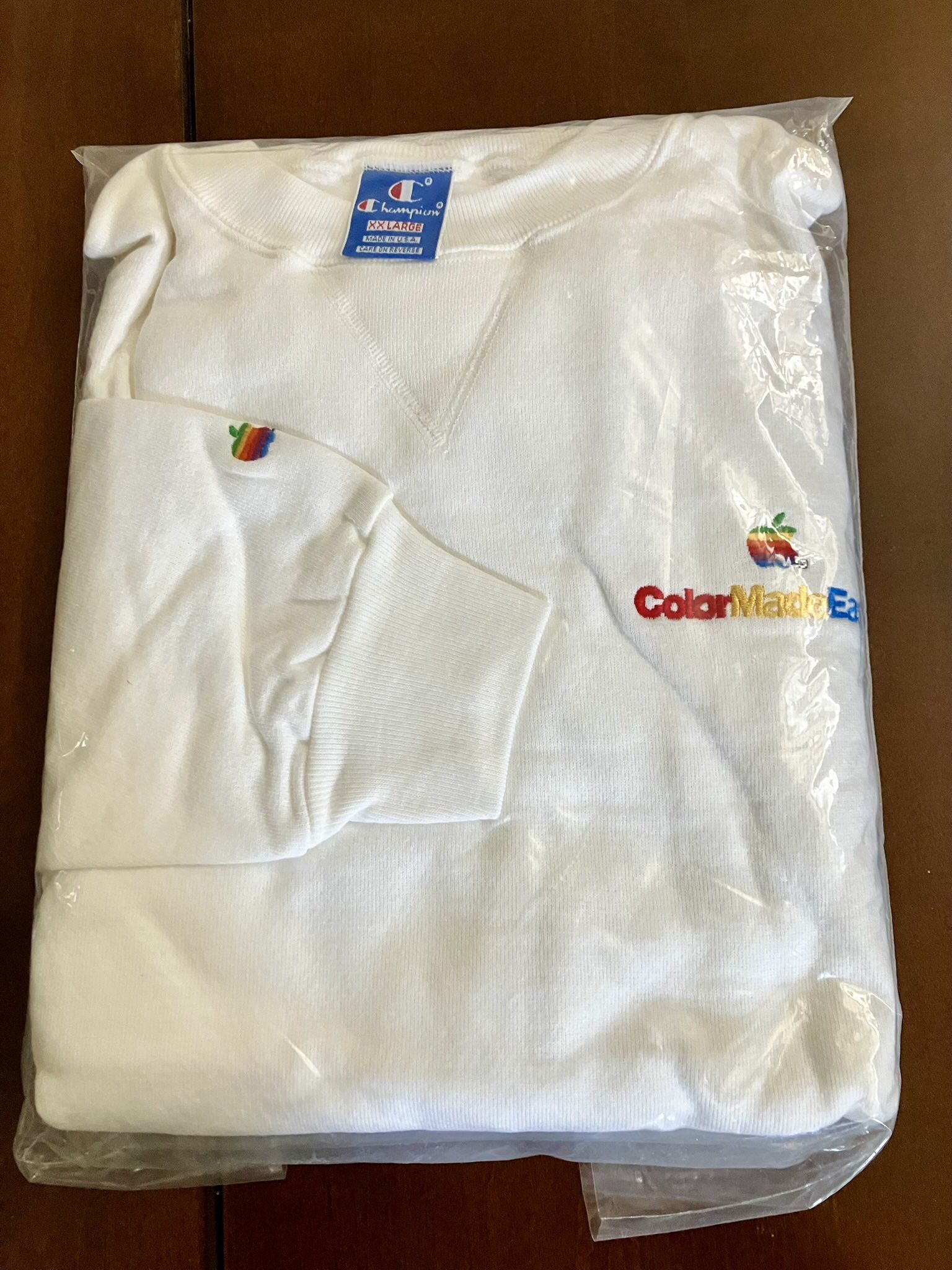 Apple ColorMadeEasy Embroidered Logo Promo Sweatshirt , Circa 1980’s Size XXL Made By Champion USA - RARE Collectors Item - SEALED NEVER WORN