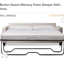 Burton Queen Memory Foam Sleeper Sofa - Ivory